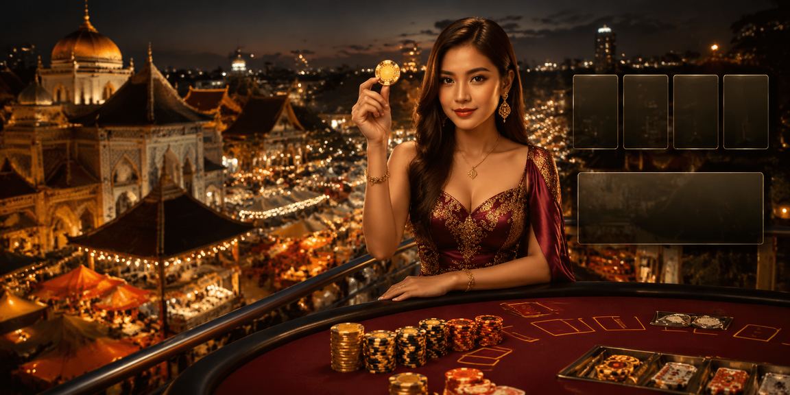 Meja baccarat bergaya Melayu Kota Bharu dengan suasana kasino yang terkawal