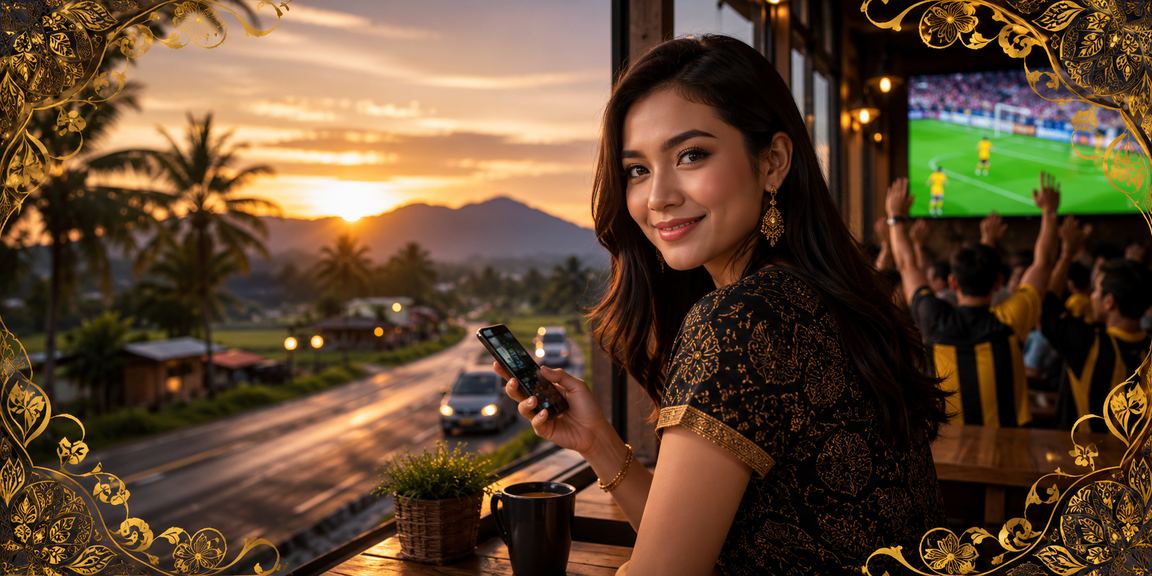 Pengguna VIP Malaysia berbaju batik menggunakan aplikasi mudah alih sq126 untuk akses bonus eksklusif