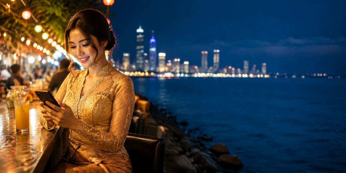 Pengguna wanita berkebaya menikmati kasino mudah alih secara bertanggungjawab di Penang